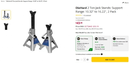 Car Jack Stands - DieHard 2Ton NEW