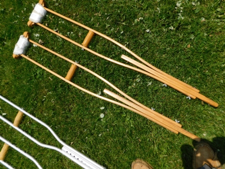 Set of wooden crutches