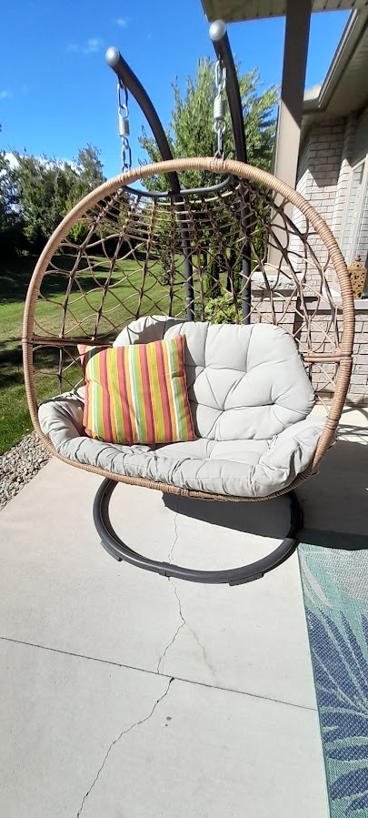 Double outdoor egg swing chair