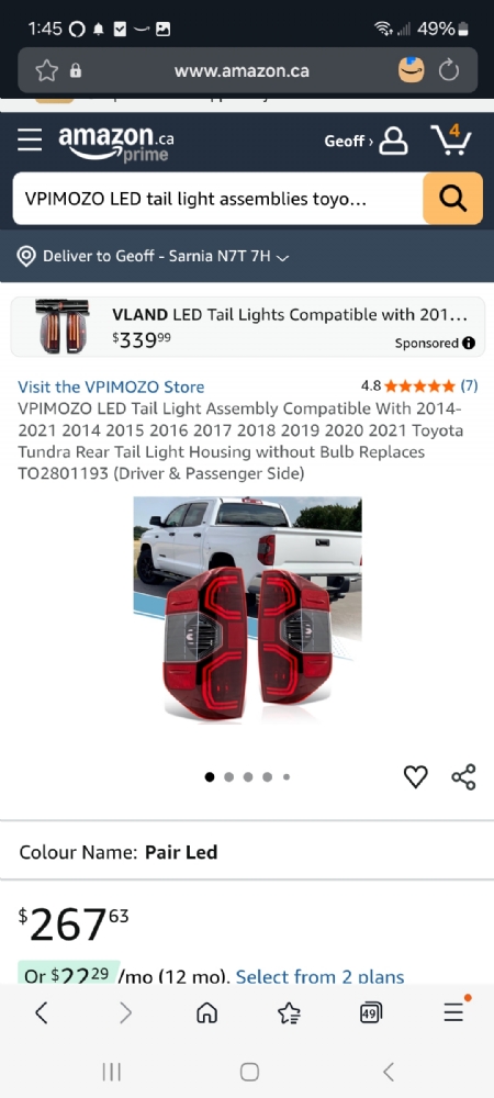 LED tail lights for Toyota Tundra